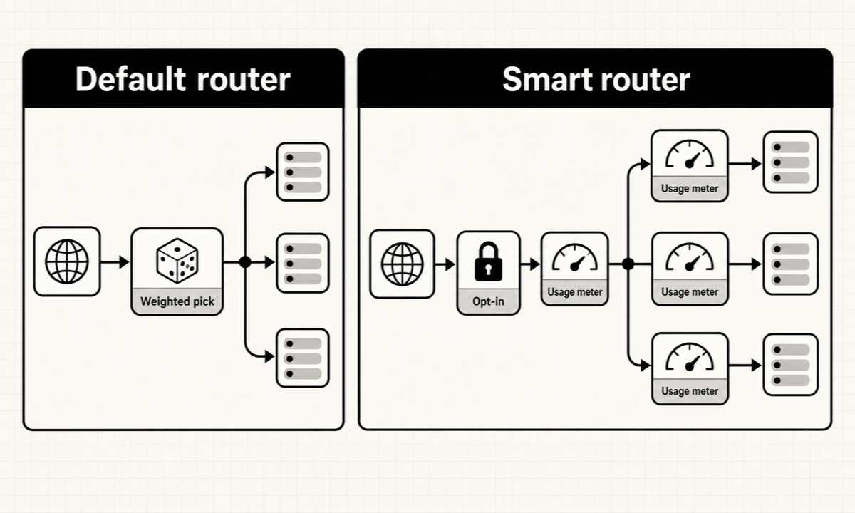 LiteLLM default simple-shuffle routing compared with opt-in smart routing strategies